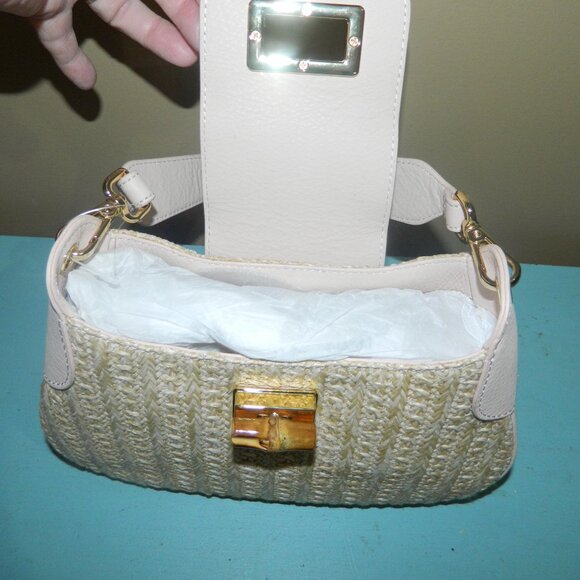 Mark & Graham Bamboo Raffia Shoulder Bag Pink - Picture 4 of 11